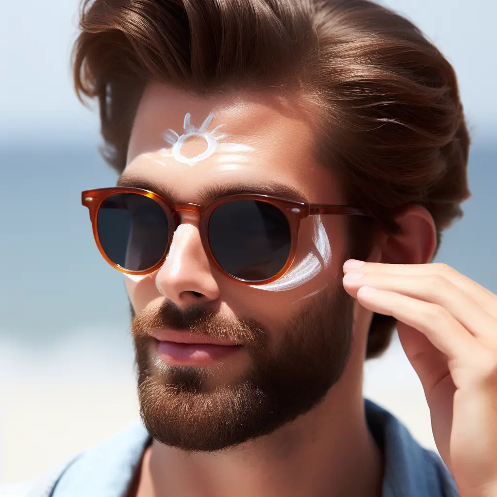 a man wearing sun screen on face